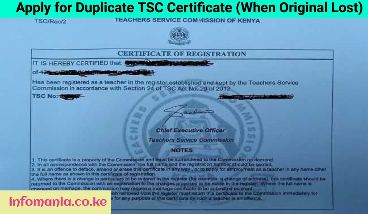 Duplicate TSC Certificate Apply