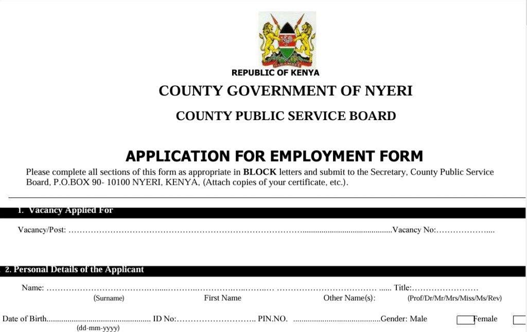 Nyeri County Jobs 2024